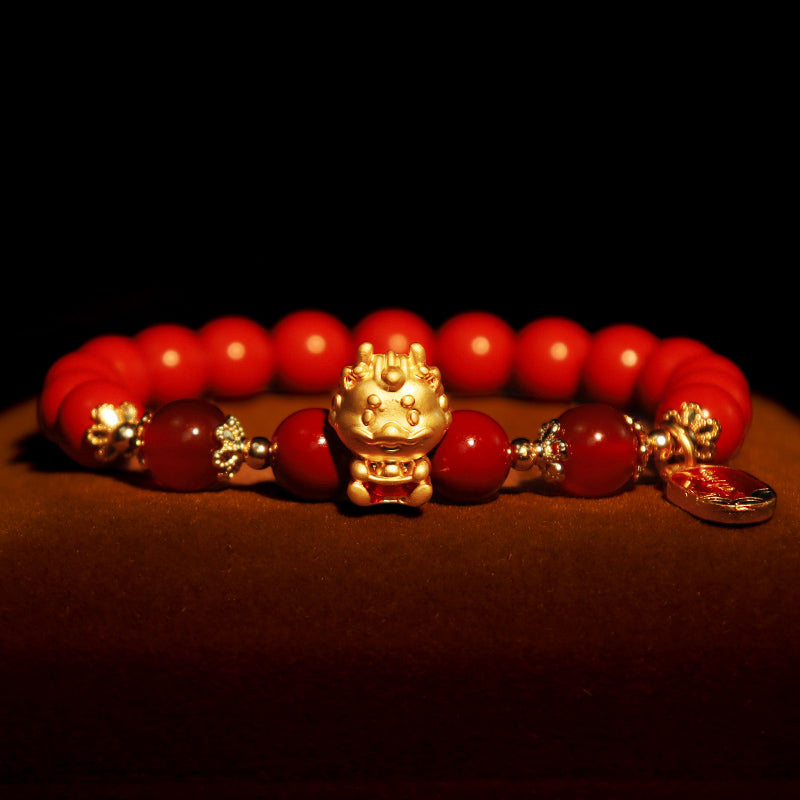 Buddha Stones年用天然辰砂インゴット守護ブレスレット