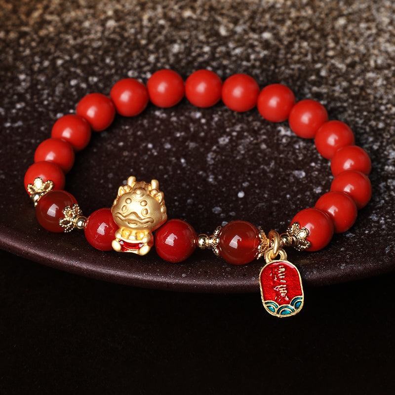 Buddha Stones年用天然辰砂インゴット守護ブレスレット