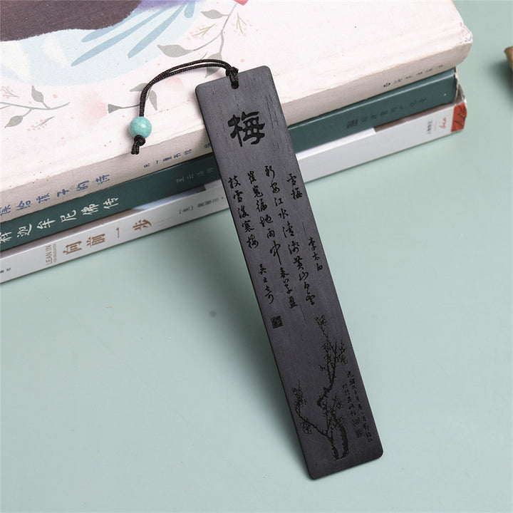 Buddha Stones、梅、蘭、竹、菊の木製ブックマーク、ギフトボックス付き