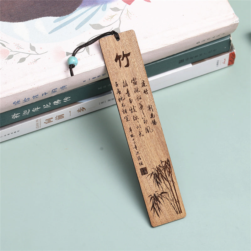 Buddha Stones、梅、蘭、竹、菊の木製ブックマーク、ギフトボックス付き