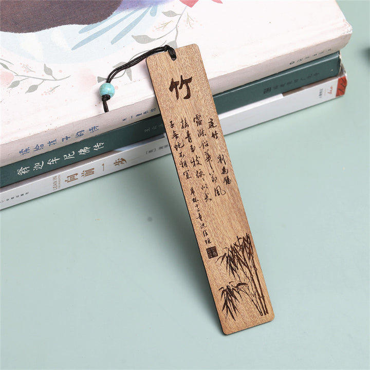 Buddha Stones、梅、蘭、竹、菊の木製ブックマーク、ギフトボックス付き