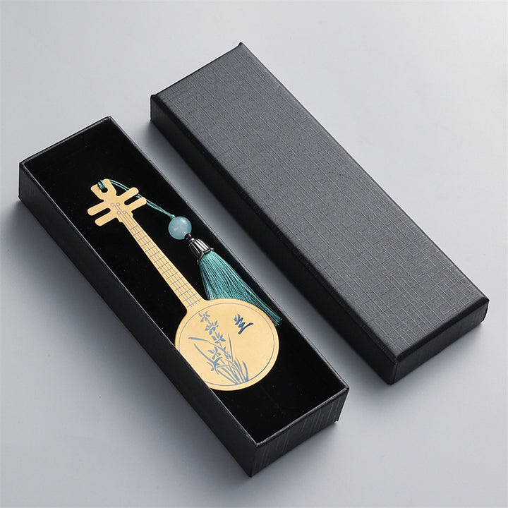 Buddha Stones古典楽器 琵琶 古筝 古琴 阮 金属製ブックマーク タッセル ギフトボックス付き