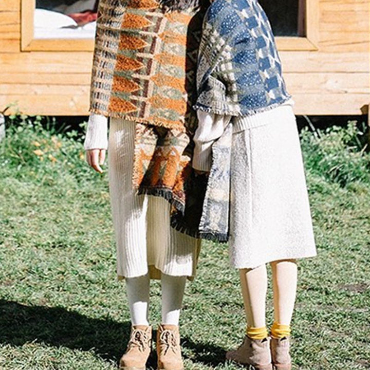 Buddha Stonesチベットショール クラシックな幾何学模様 冬用 心地よい旅行用スカーフ ラップ - image 18