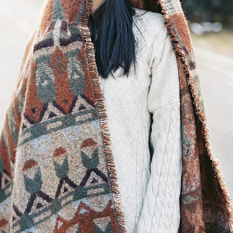 Buddha Stonesチベットショール クラシックな幾何学模様 冬用 心地よい旅行用スカーフ ラップ - image 7