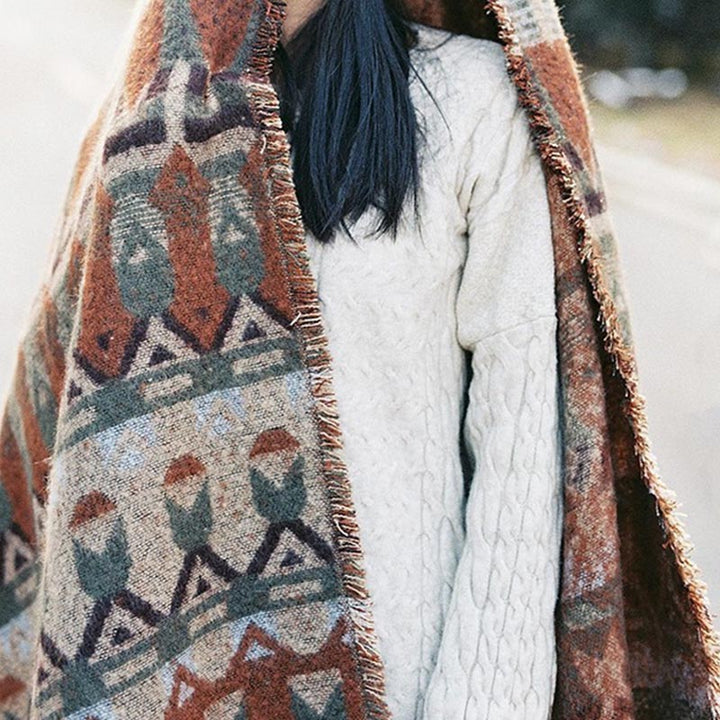 Buddha Stonesチベットショール クラシックな幾何学模様 冬用 心地よい旅行用スカーフ ラップ - image 7