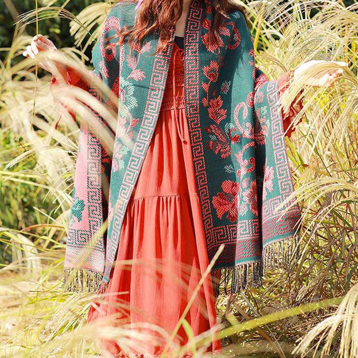 Buddha Stones、チベットの花、葉の模様デザインショール、心地よい旅行用スカーフラップ - image 8