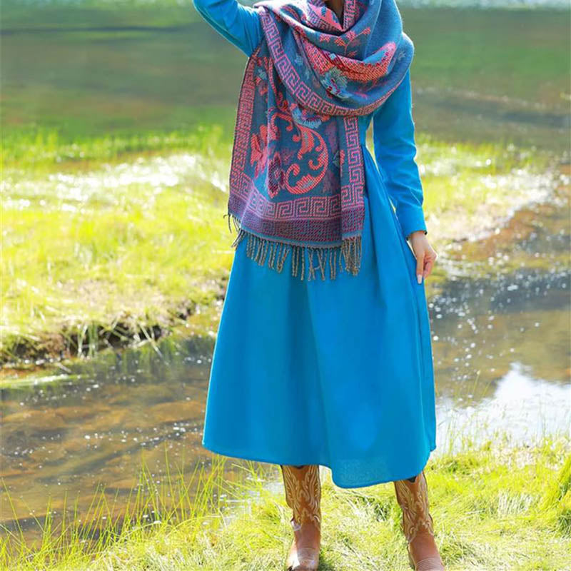 Buddha Stones、チベットの花、葉の模様デザインショール、心地よい旅行用スカーフラップ - image 16