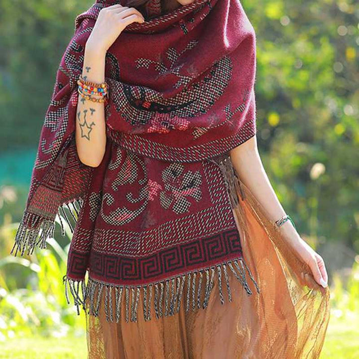 Buddha Stones、チベットの花、葉の模様デザインショール、心地よい旅行用スカーフラップ - image 24