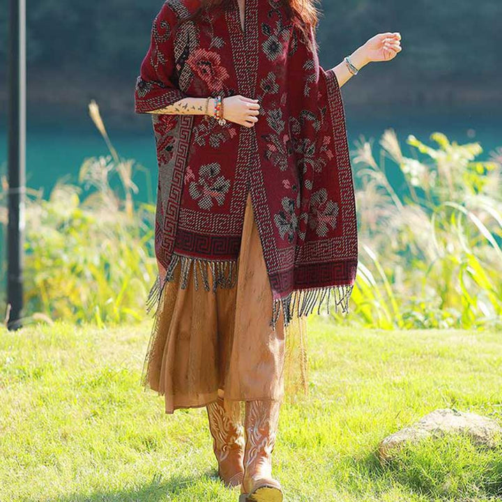 Buddha Stones、チベットの花、葉の模様デザインショール、心地よい旅行用スカーフラップ - image 25