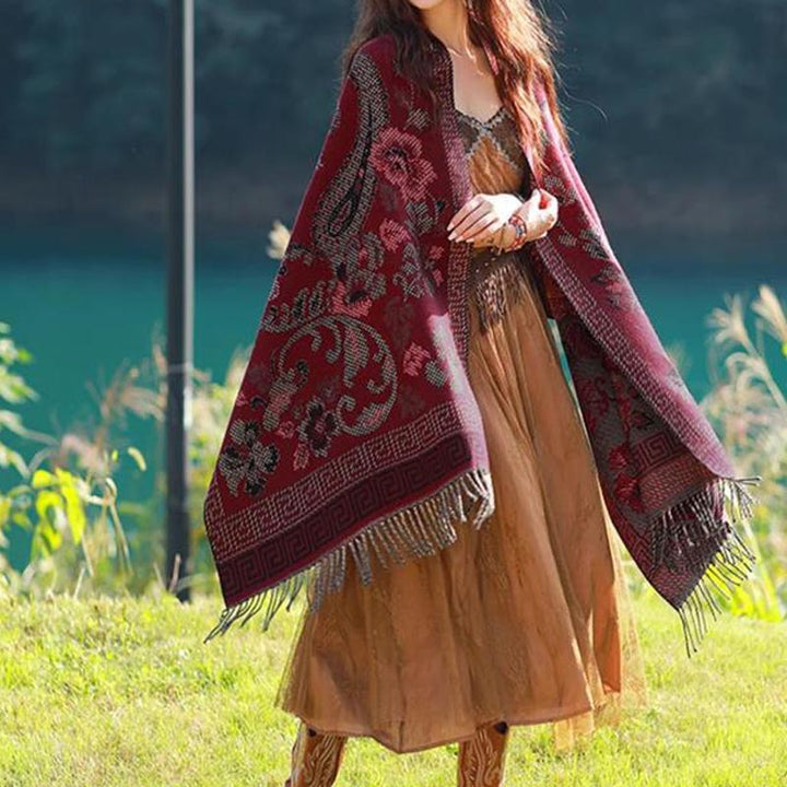 Buddha Stones、チベットの花、葉の模様デザインショール、心地よい旅行用スカーフラップ - image 27