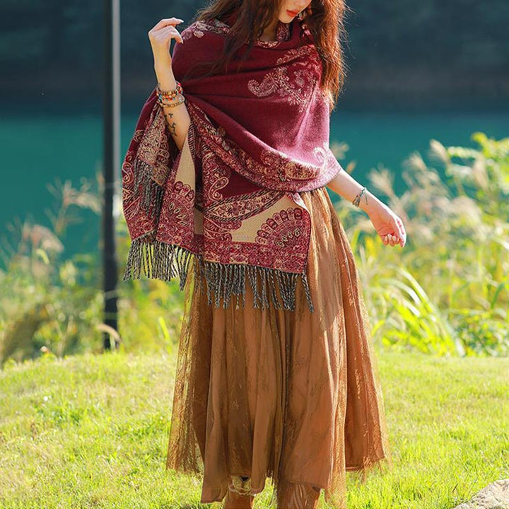 Buddha Stonesチベットの蔓葉模様デザイン ショール 心地よい旅行用スカーフ ラップ - image 9