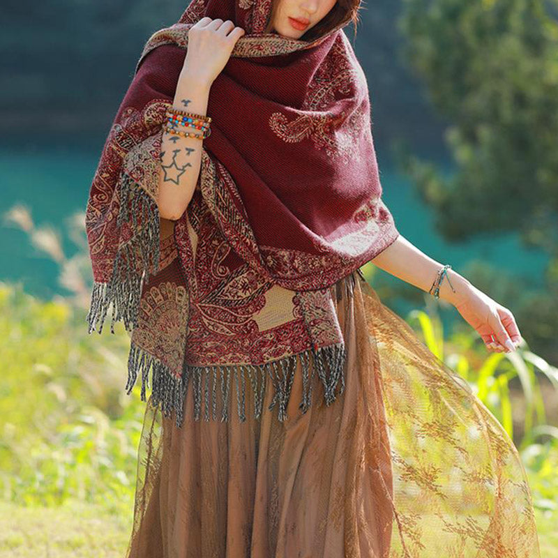 Buddha Stonesチベットの蔓葉模様デザイン ショール 心地よい旅行用スカーフ ラップ - image 6