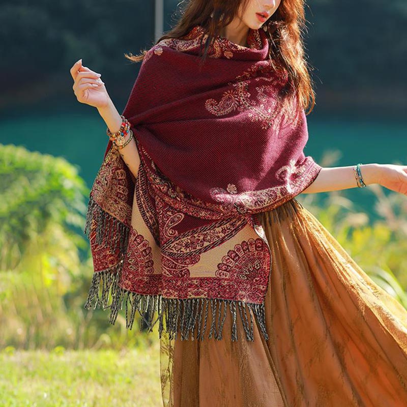 Buddha Stonesチベットの蔓葉模様デザイン ショール 心地よい旅行用スカーフ ラップ - image 8