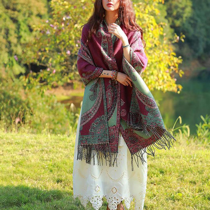 Buddha Stonesチベットの蔓葉模様デザイン ショール 心地よい旅行用スカーフ ラップ - image 16