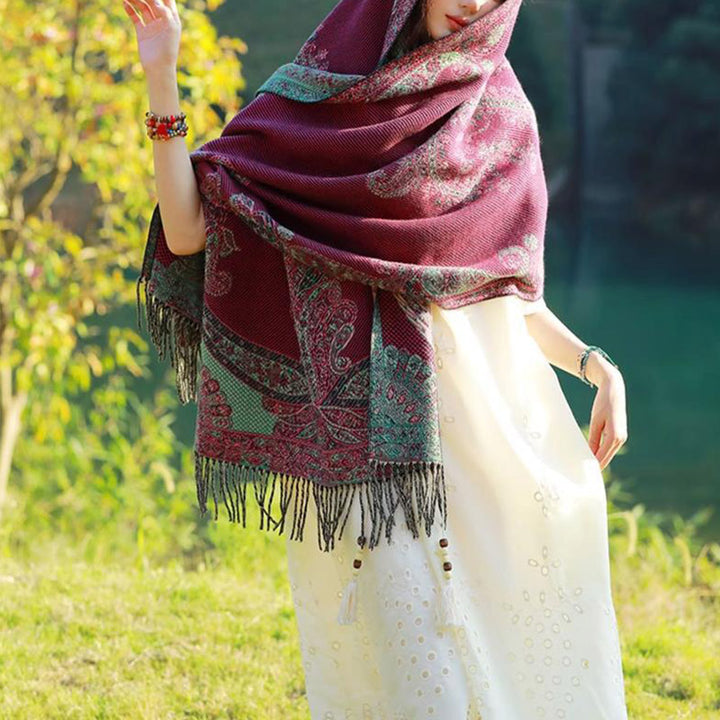 Buddha Stonesチベットの蔓葉模様デザイン ショール 心地よい旅行用スカーフ ラップ - image 17