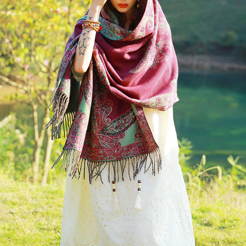 Buddha Stonesチベットの蔓葉模様デザイン ショール 心地よい旅行用スカーフ ラップ - image 20