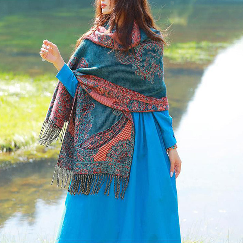 Buddha Stonesチベットの蔓葉模様デザイン ショール 心地よい旅行用スカーフ ラップ - image 27