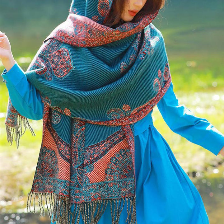 Buddha Stonesチベットの蔓葉模様デザイン ショール 心地よい旅行用スカーフ ラップ - image 24