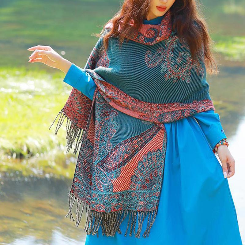 Buddha Stonesチベットの蔓葉模様デザイン ショール 心地よい旅行用スカーフ ラップ - image 30