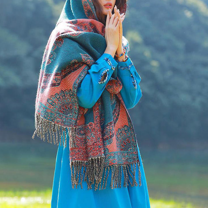 Buddha Stonesチベットの蔓葉模様デザイン ショール 心地よい旅行用スカーフ ラップ - image 26