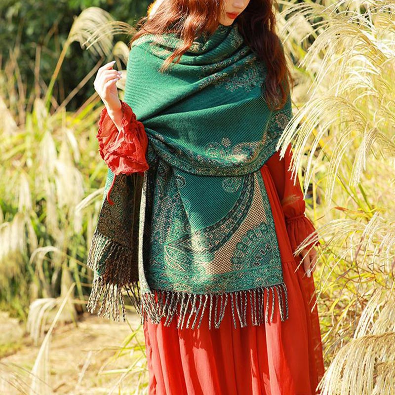 Buddha Stonesチベットの蔓葉模様デザイン ショール 心地よい旅行用スカーフ ラップ - image 32