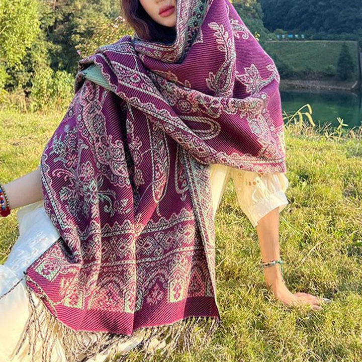 Buddha Stonesヴィンテージ チベット 葉柄 デザイン ショール 心地よい 旅行用 スカーフ ラップ - image 6