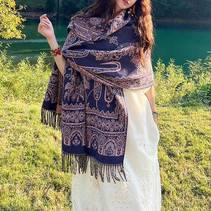 Buddha Stonesヴィンテージ チベット 葉柄 デザイン ショール 心地よい 旅行用 スカーフ ラップ - image 12