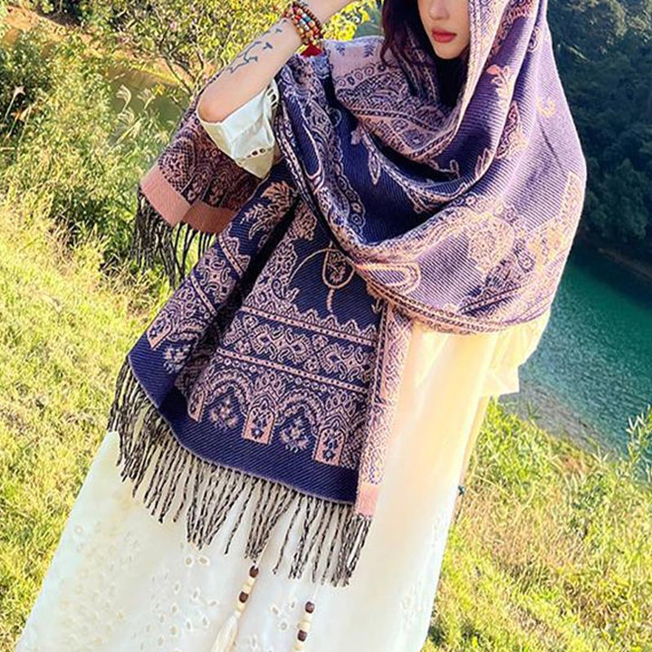 Buddha Stonesヴィンテージ チベット 葉柄 デザイン ショール 心地よい 旅行用 スカーフ ラップ - image 14