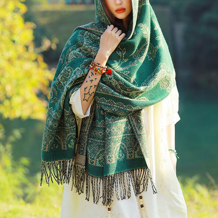 Buddha Stonesヴィンテージ チベット 葉柄 デザイン ショール 心地よい 旅行用 スカーフ ラップ - image 28