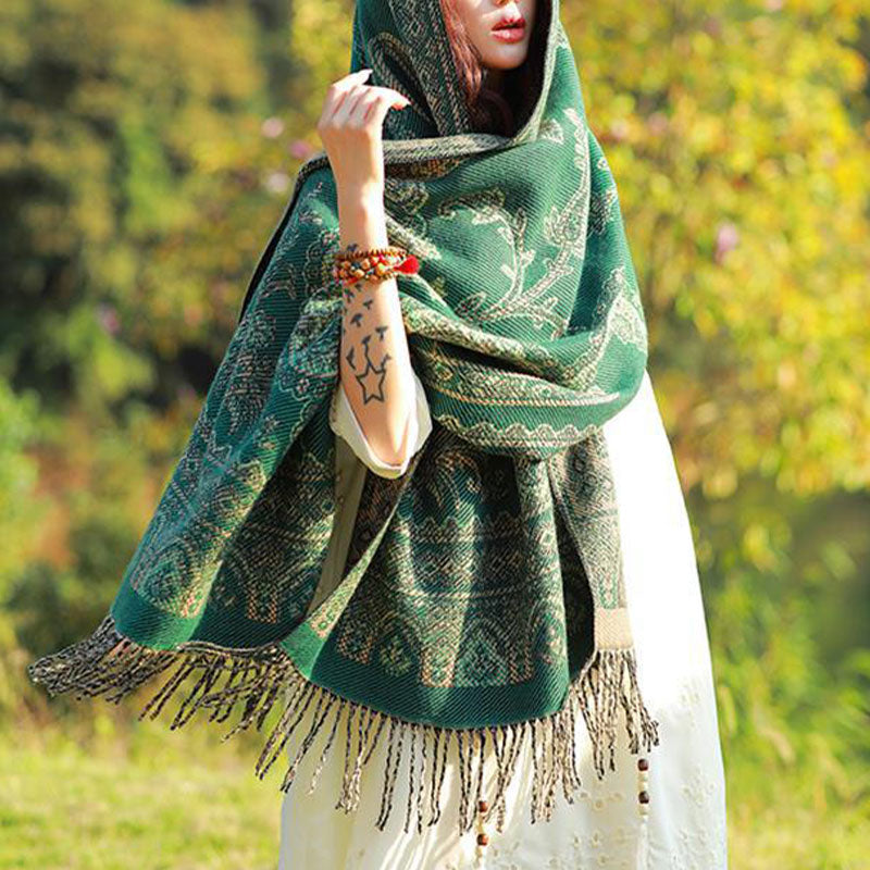 Buddha Stonesヴィンテージ チベット 葉柄 デザイン ショール 心地よい 旅行用 スカーフ ラップ - image 30