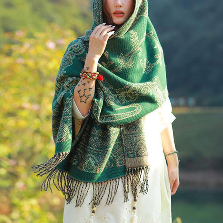 Buddha Stonesヴィンテージ チベット 葉柄 デザイン ショール 心地よい 旅行用 スカーフ ラップ - image 26