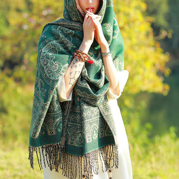 Buddha Stonesヴィンテージ チベット 葉柄 デザイン ショール 心地よい 旅行用 スカーフ ラップ - image 27