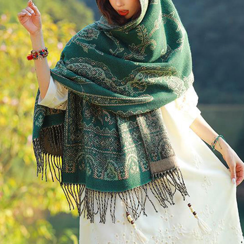 Buddha Stonesヴィンテージ チベット 葉柄 デザイン ショール 心地よい 旅行用 スカーフ ラップ - image 24