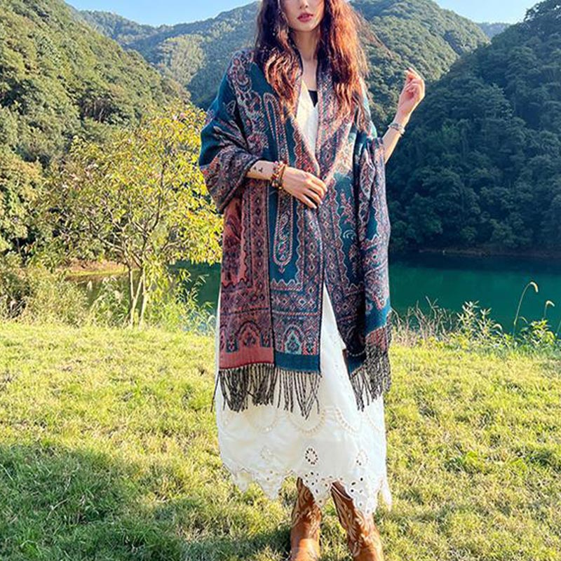 Buddha Stonesヴィンテージ チベット 葉柄 デザイン ショール 心地よい 旅行用 スカーフ ラップ - image 36