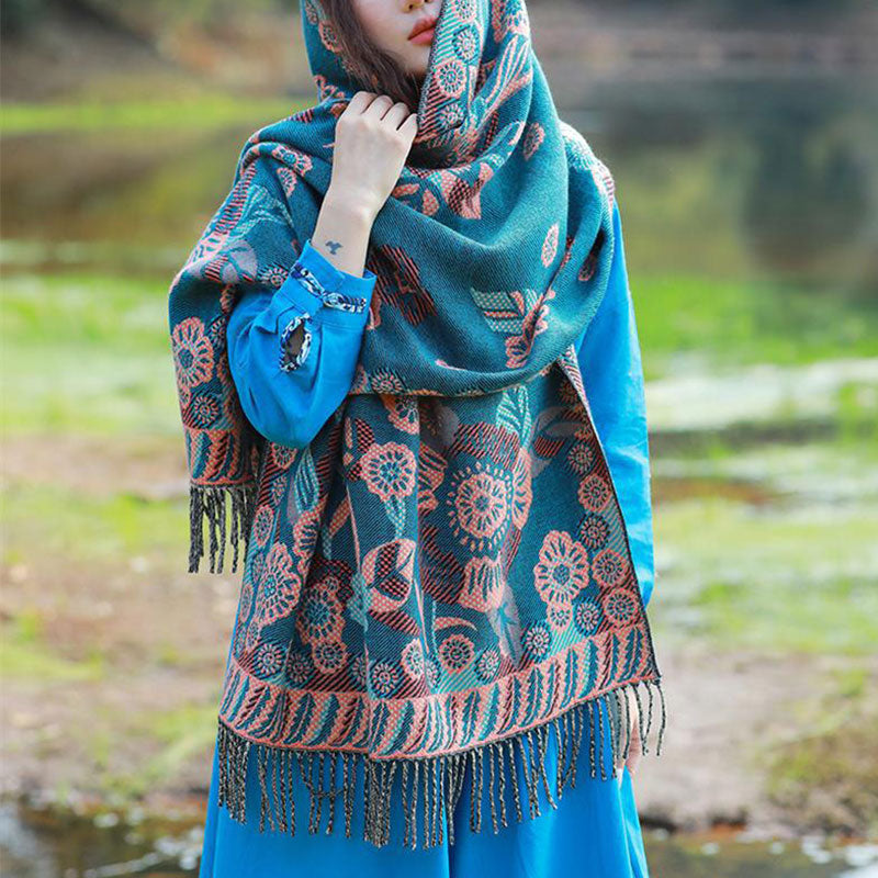 Buddha Stonesの花 花柄 葉柄 デザイン ショール 心地よい 旅行用 スカーフ ラップ - image 8