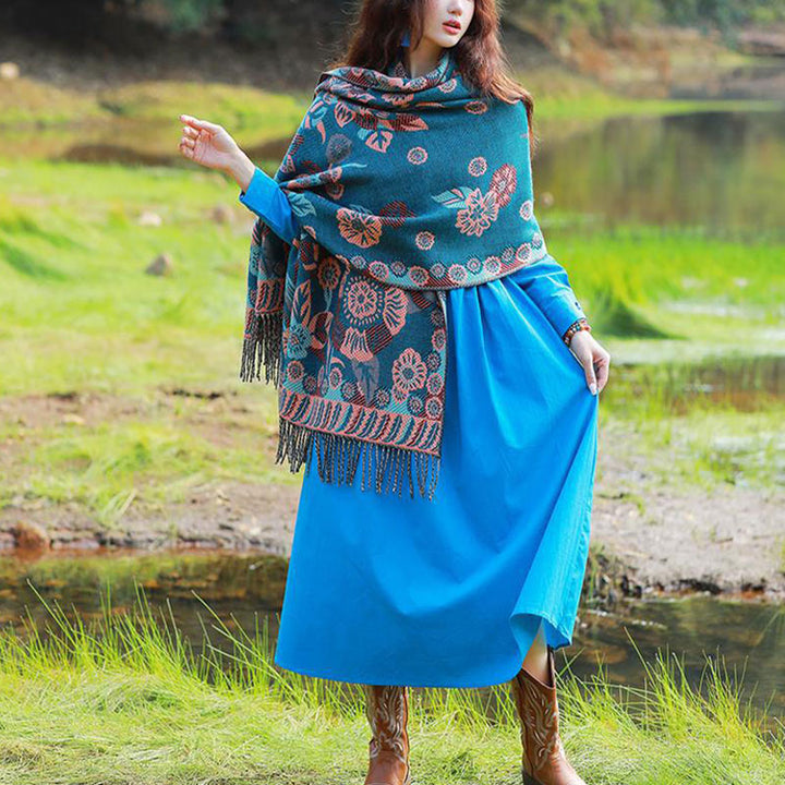 Buddha Stonesの花 花柄 葉柄 デザイン ショール 心地よい 旅行用 スカーフ ラップ - image 9