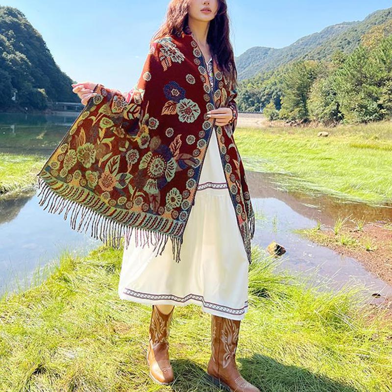 Buddha Stonesの花 花柄 葉柄 デザイン ショール 心地よい 旅行用 スカーフ ラップ - image 31