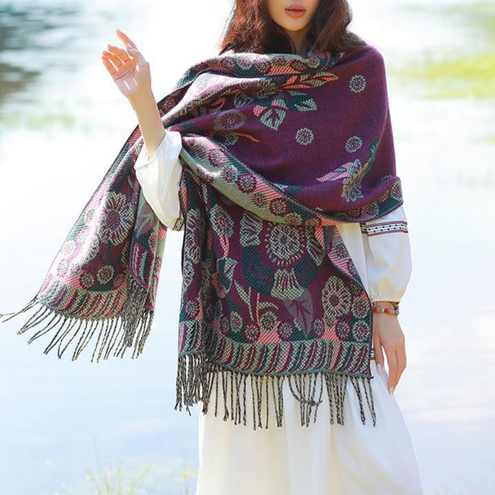 Buddha Stonesの花 花柄 葉柄 デザイン ショール 心地よい 旅行用 スカーフ ラップ - image 14