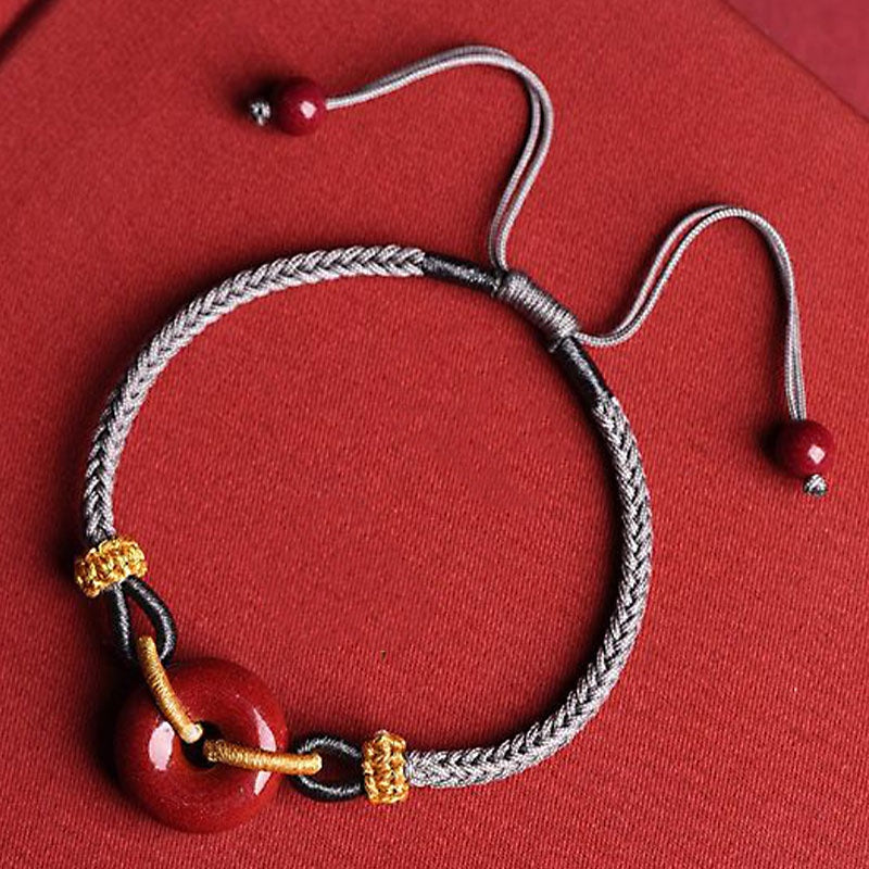 Buddha Stonesの手作り辰砂ピースバックルパターン集中編みブレスレット