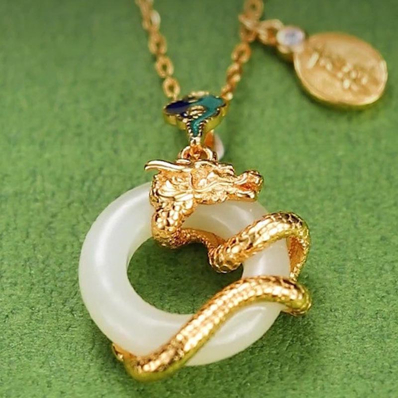 Buddha Stones龍年 925 スターリングシルバー 和田白翡翠 平和バックル 吉兆雲 成功のネックレスペンダント