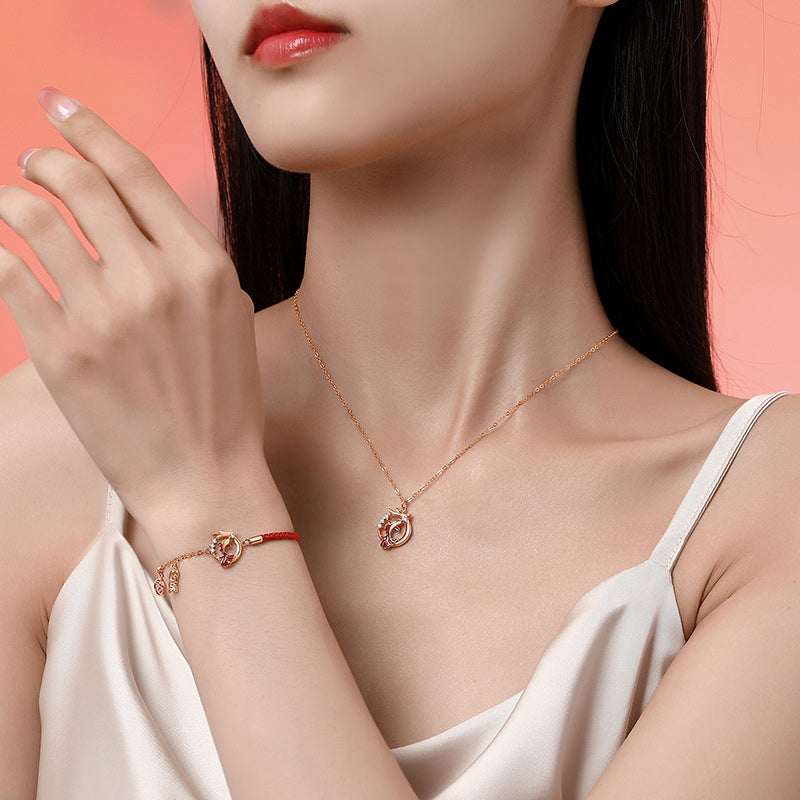 Buddha Stones925スターリングシルバー 龍年鯉福キャラクター 幸運ネックレスペンダントブレスレット