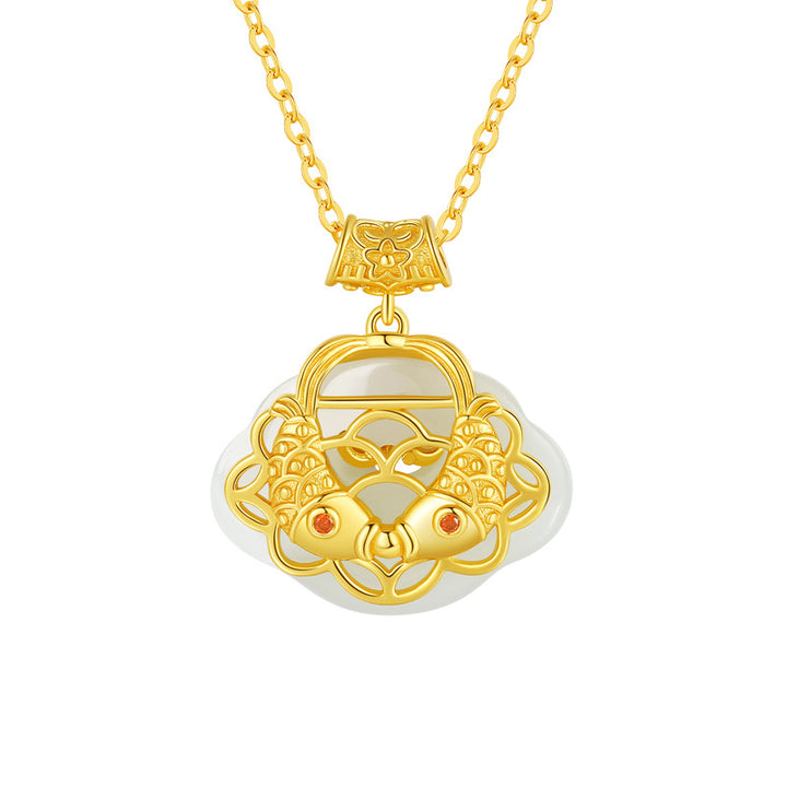 Buddha Stones925 スターリングシルバー 天然和田翡翠 鯉 富のネックレス ペンダント