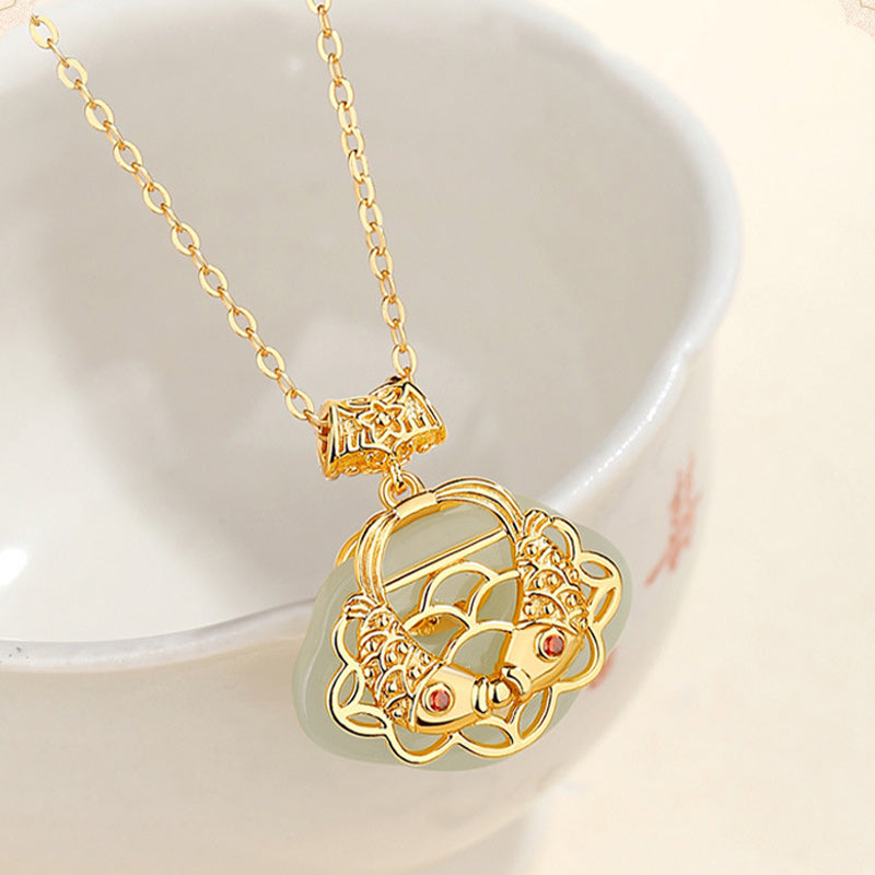 Buddha Stones925 スターリングシルバー 天然和田翡翠 鯉 富のネックレス ペンダント