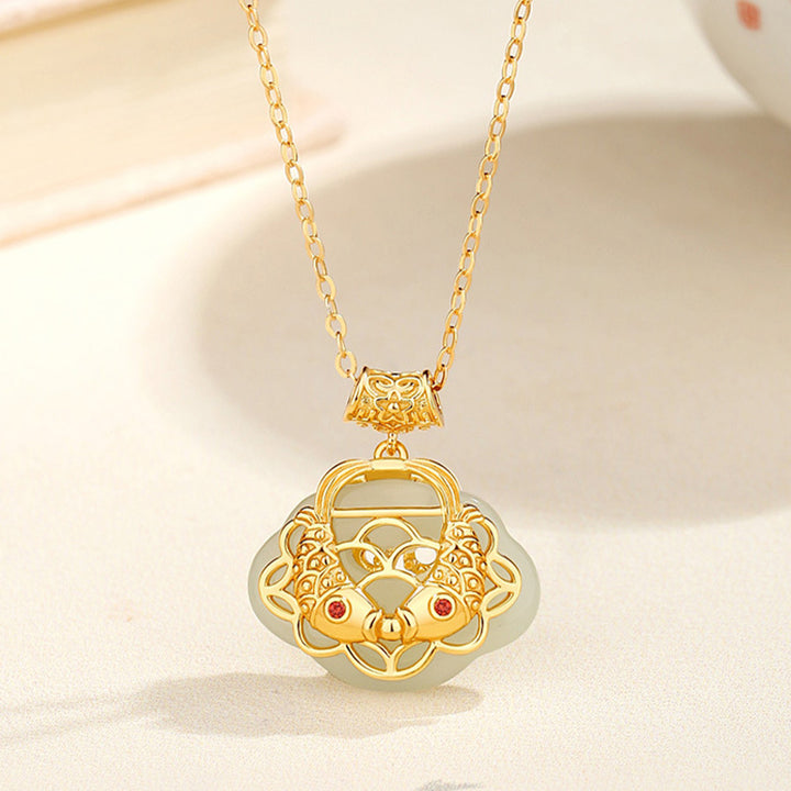 Buddha Stones925 スターリングシルバー 天然和田翡翠 鯉 富のネックレス ペンダント