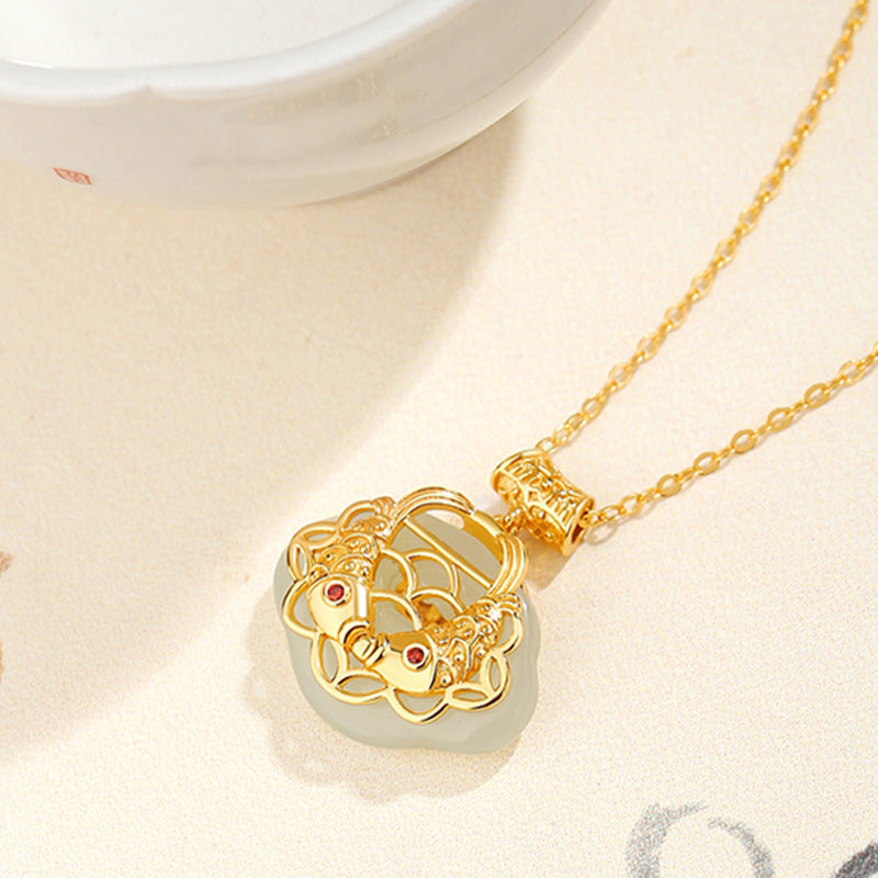 Buddha Stones925 スターリングシルバー 天然和田翡翠 鯉 富のネックレス ペンダント