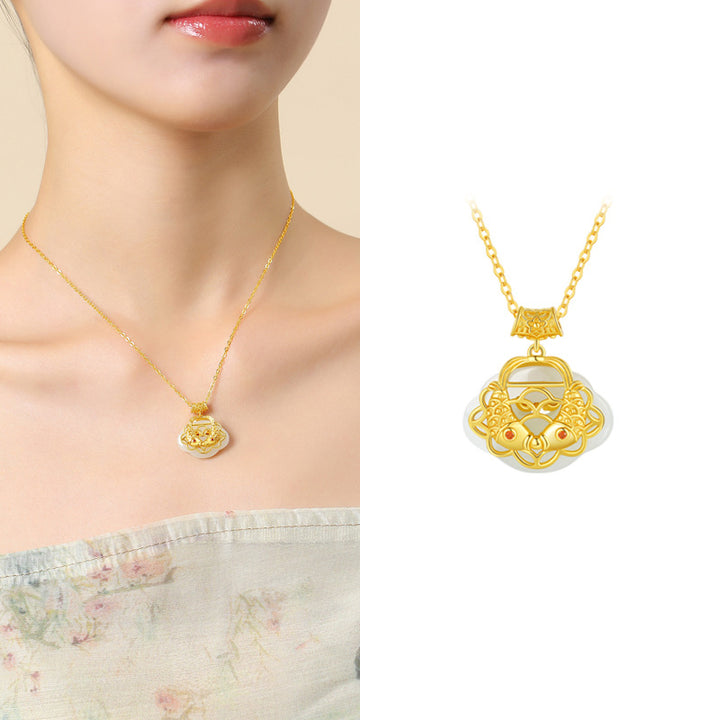 Buddha Stones925 スターリングシルバー 天然和田翡翠 鯉 富のネックレス ペンダント
