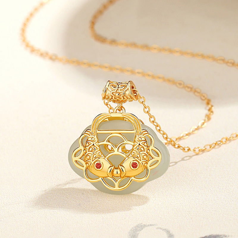 Buddha Stones925 スターリングシルバー 天然和田翡翠 鯉 富のネックレス ペンダント