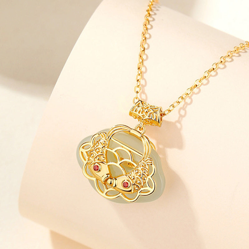 Buddha Stones925 スターリングシルバー 天然和田翡翠 鯉 富のネックレス ペンダント