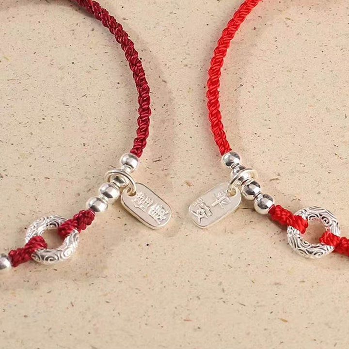 Buddha Stones925スターリングシルバー 縁起の良い雲 平和バックル 安全と安心のブレスレット アンクレット
