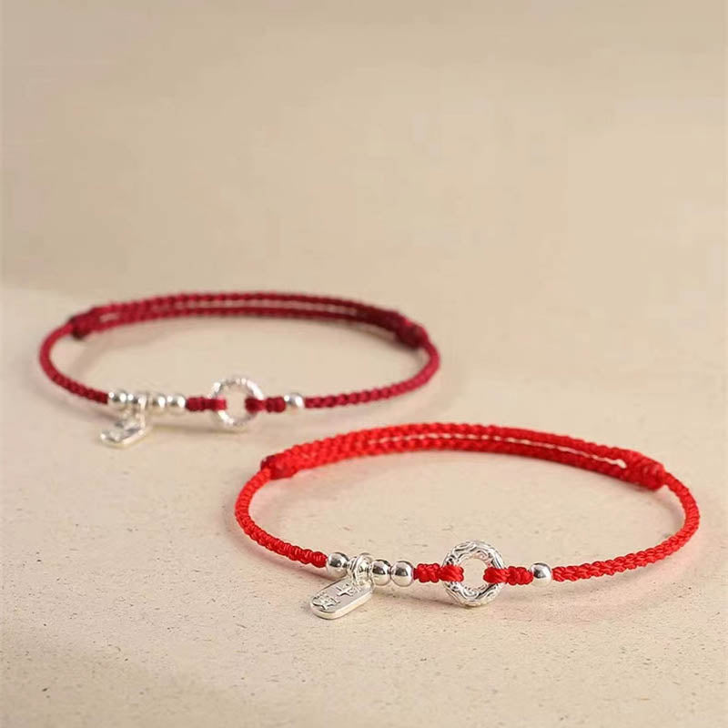 Buddha Stones925スターリングシルバー 縁起の良い雲 平和バックル 安全と安心のブレスレット アンクレット